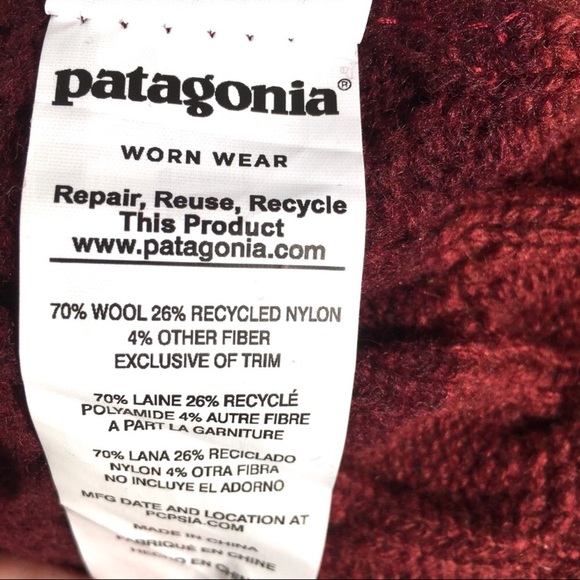 Patagonia Tri-Coloured Wool Winter Pom Pom Hat - Picture 2 of 4